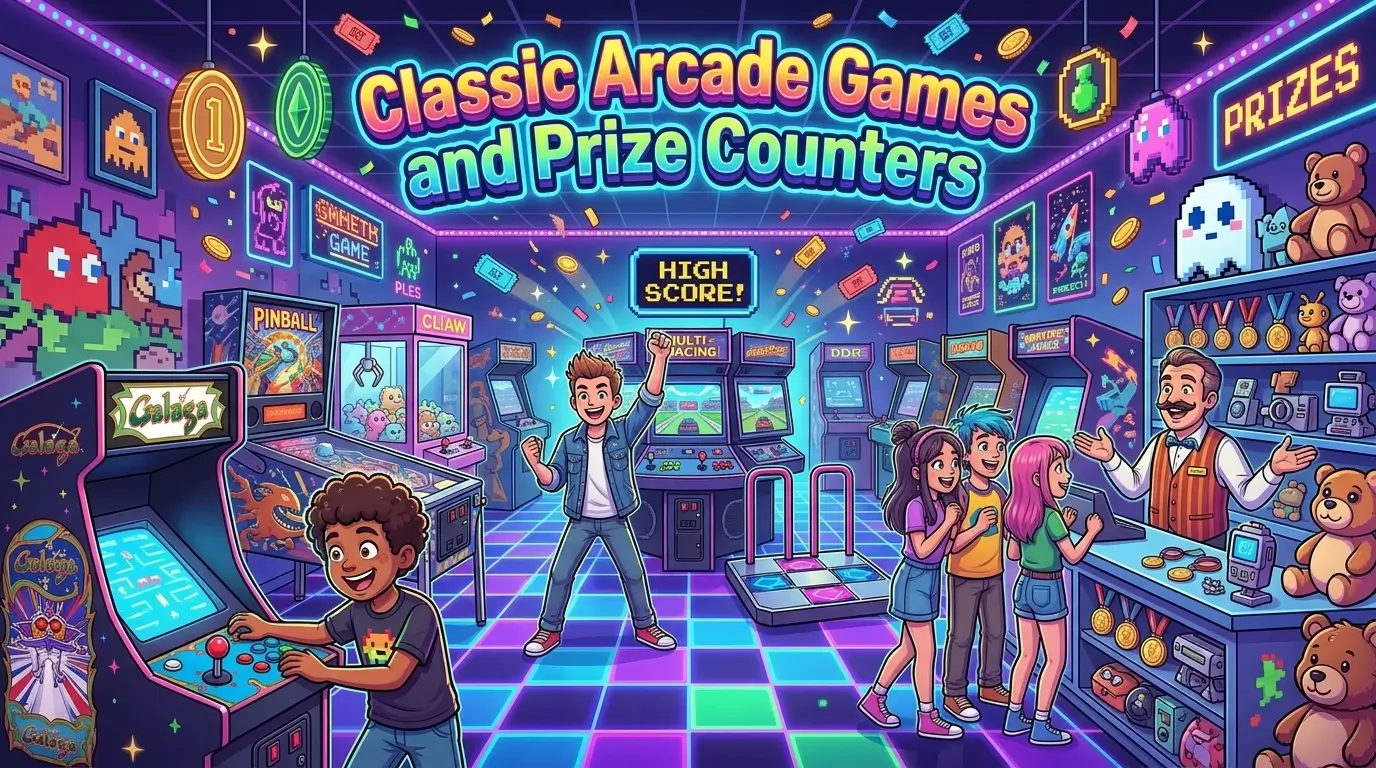 Classic Arcade Games and Prize Counters
