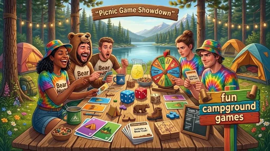 Portable Card and Dice Games for Picnic Tables