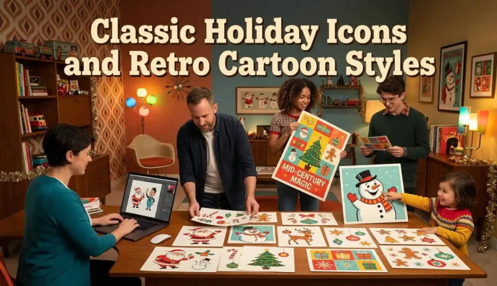 Classic Holiday Icons and Retro Cartoon Styles