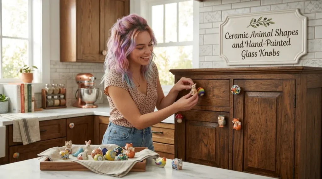 Ceramic Animal Shapes and Hand-Painted Glass Knobs