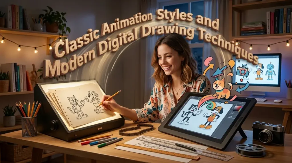 Classic Animation Styles and Modern Digital Drawing Techniques