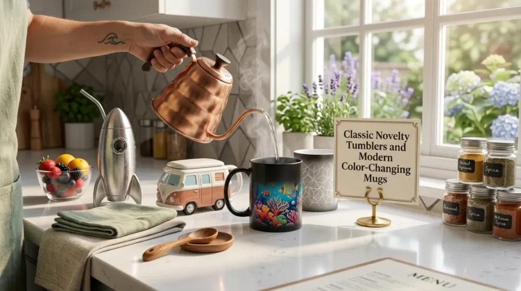 Classic Novelty Tumblers and Modern Color-Changing Mugs