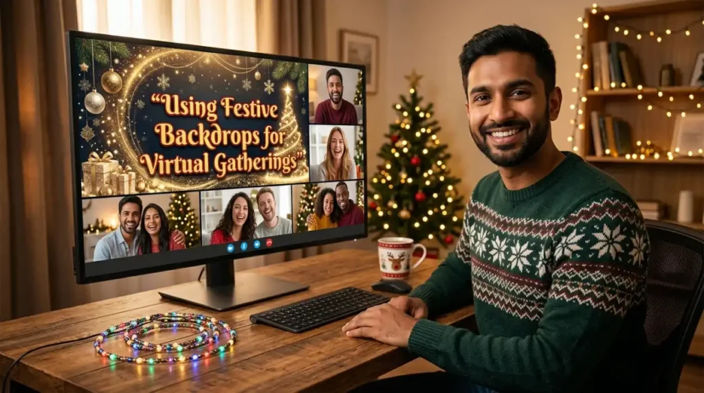 Using Festive Backdrops for Virtual Gatherings